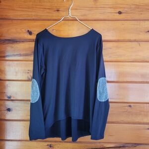 Zeagoo Black Asymmetrical Long Sleeve Blouse